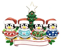 Christmas Sweater Penguin Family of 4 Ornament