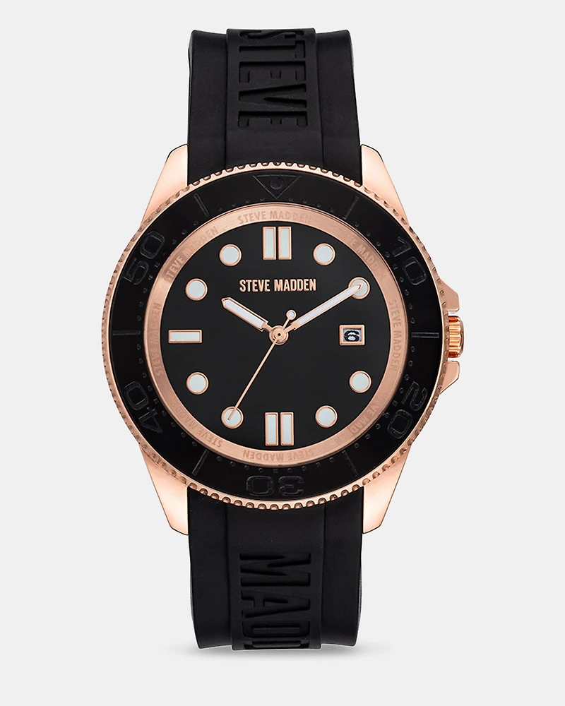 RUBBERIZED ENAMEL CASE WATCH ROSE GOLD MULTI