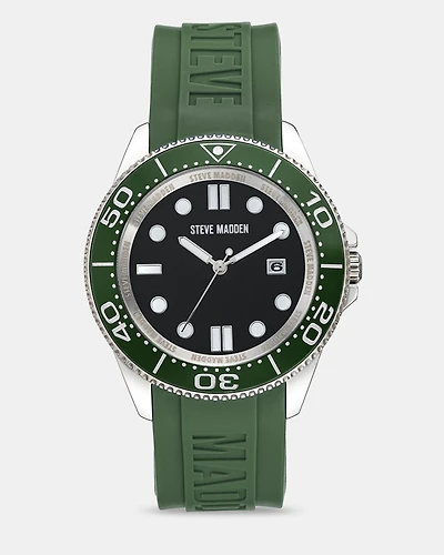 RUBBERIZED ENAMEL CASE WATCH GREEN MULTI