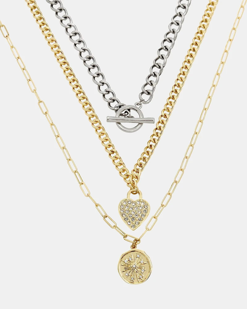 CHARM MULTI STRAND NECKLACE GOLD MULTI