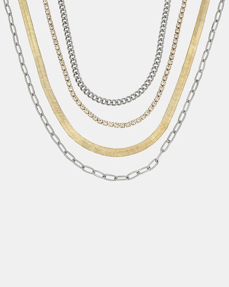 MULTI STRAND CHUNKY NECKLACE GOLD MULTI