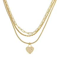 HEART CHARM MULTI STRAND NECKLACE GOLD