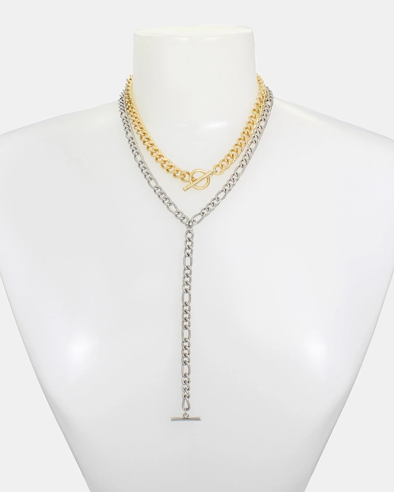 MULTI STRAND CHAIN NECKLACE GOLD MULTI