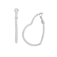 HEART SHAPED HOOP EARRINGS SILVER