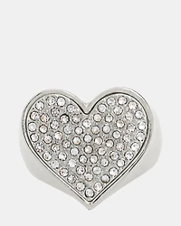 PAVE HEART RING SILVER
