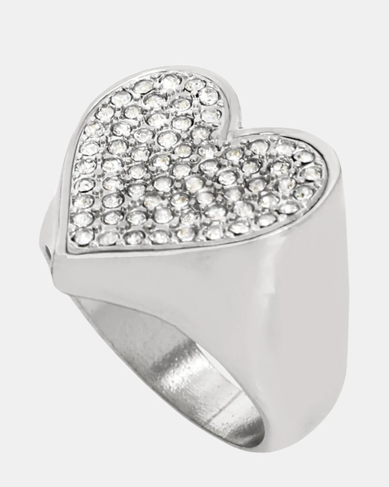PAVE HEART RING SILVER