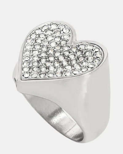 PAVE HEART RING SILVER
