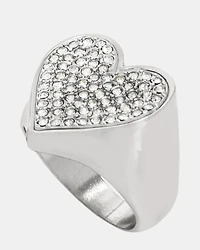 PAVE HEART RING SILVER