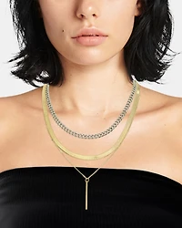 3 PIECE STICK PENDANT NECKLACE GOLD MULTI
