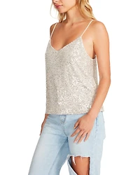 HIDE AND SEQUIN TOP SILVER