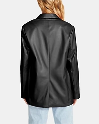 VEGAN LEATHER BOYFRIEND BLAZER BLACK