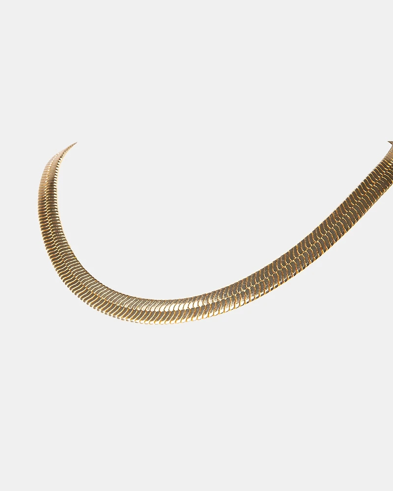 HERRINGBONE THICK CHAIN NECKLACE GOLD