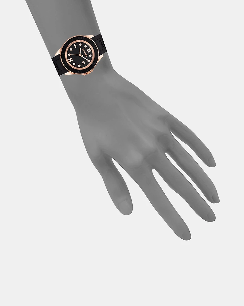 RUBBERIZED ENAMEL CASE WATCH ROSE GOLD MULTI