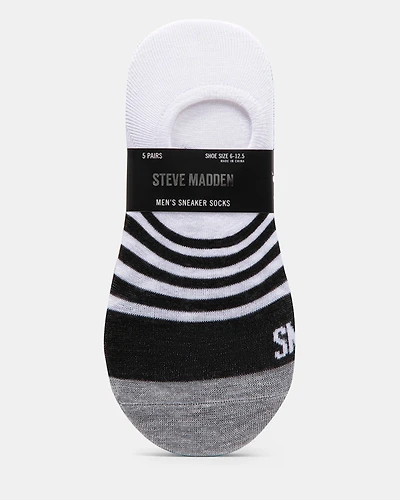 5PK MEN'S WHITE MULTI SNEAKER SOCKS