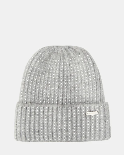 CRYSTAL WIDE CUFF BEANIE GREY
