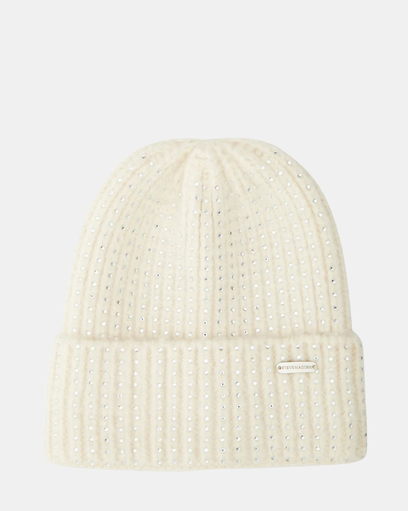 CRYSTAL WIDE CUFF BEANIE NATURAL