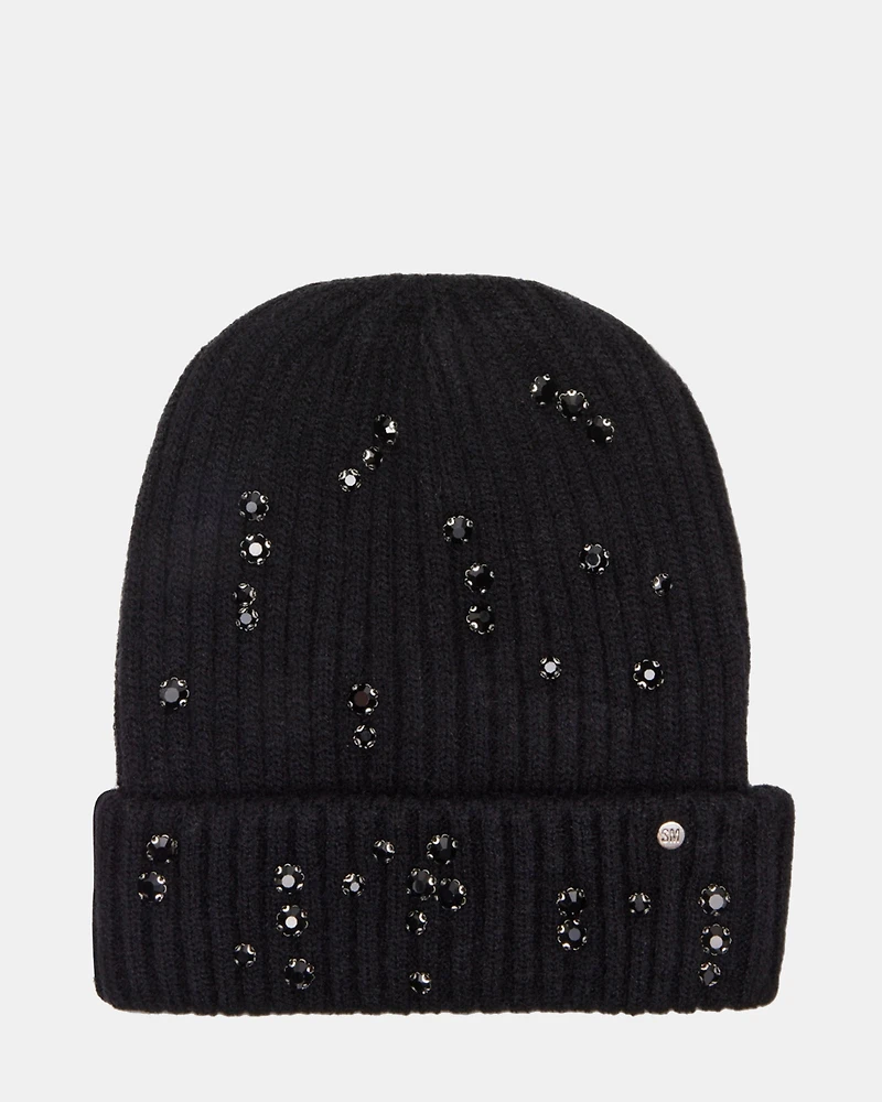 RHINESTONE RIB BEANIE BLACK