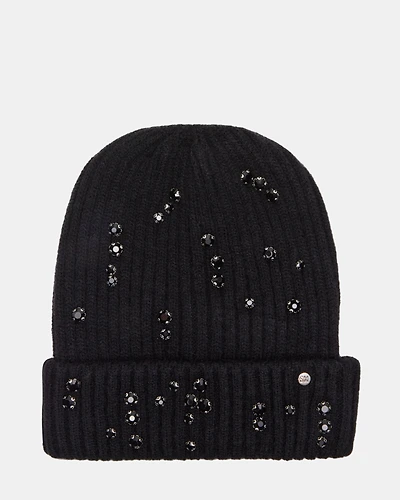 RHINESTONE RIB BEANIE BLACK