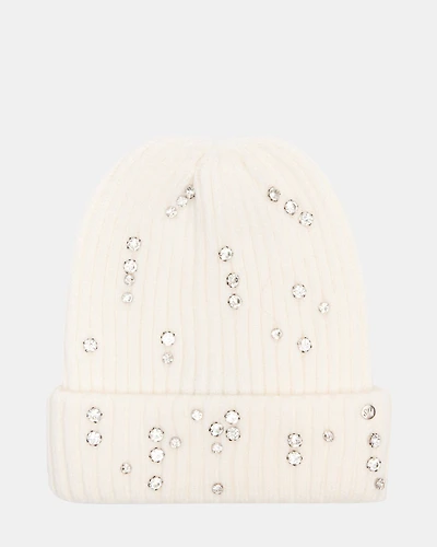 RHINESTONE RIB BEANIE NATURAL