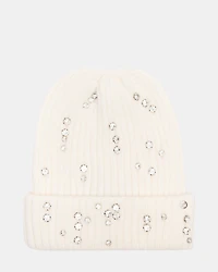 RHINESTONE RIB BEANIE NATURAL