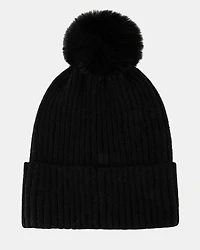 RHINESTONE RIB POM BEANIE BLACK