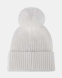 RHINESTONE RIB POM BEANIE NATURAL