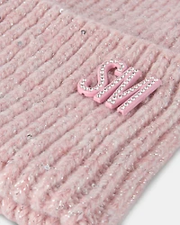 METALLIC THREAD  RIB BEANIE PINK