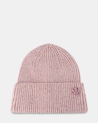 METALLIC THREAD  RIB BEANIE PINK