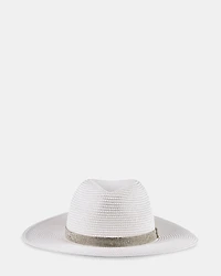 SUN HAT WITH RHINESTONE BAND WHITE