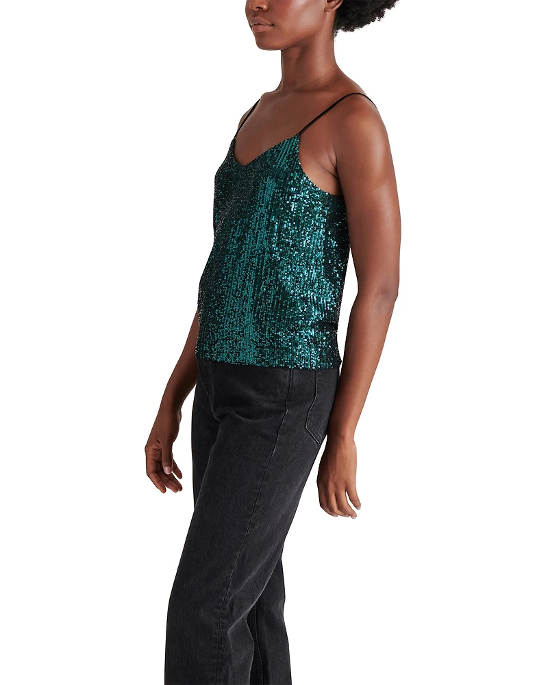 HIDE AND SEQUIN TOP TEAL
