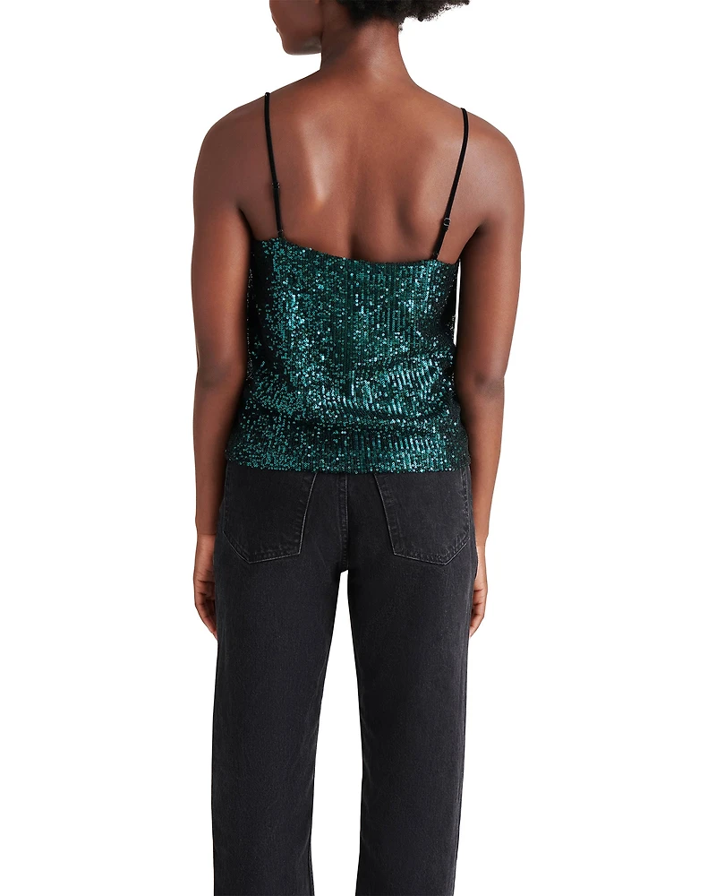 HIDE AND SEQUIN TOP TEAL