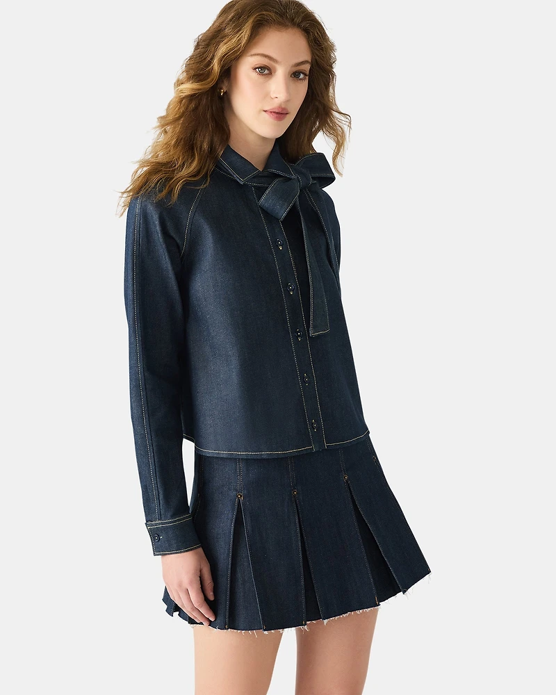 TESSIE TOP DARK BLUE DENIM