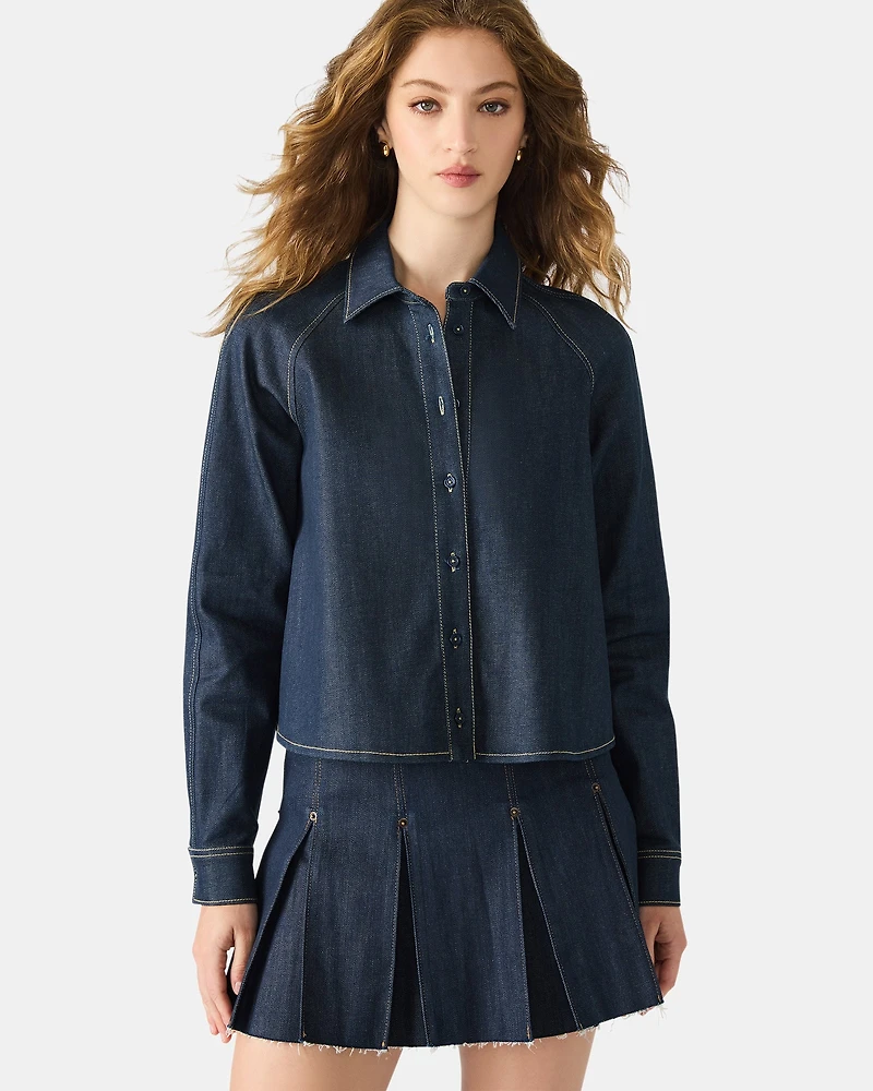 TESSIE TOP DARK BLUE DENIM
