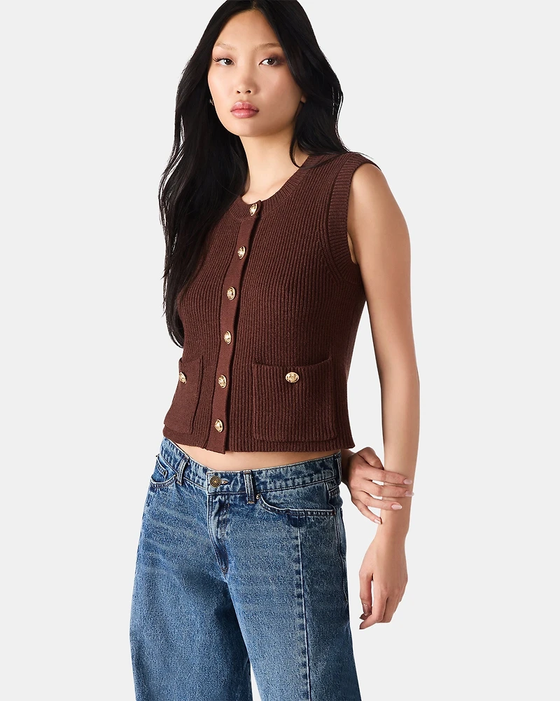 ALIYA SWEATER VEST BROWN