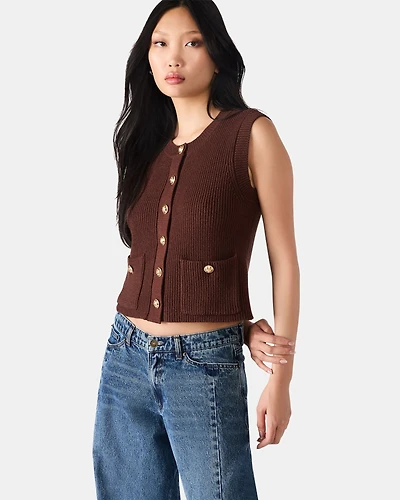 ALIYA SWEATER VEST BROWN