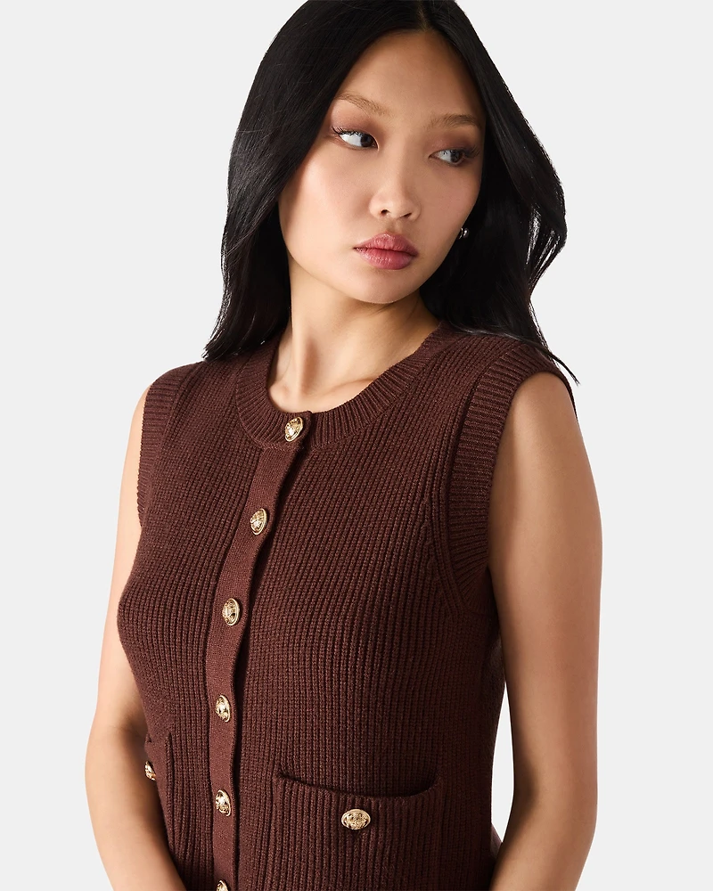 ALIYA SWEATER VEST BROWN
