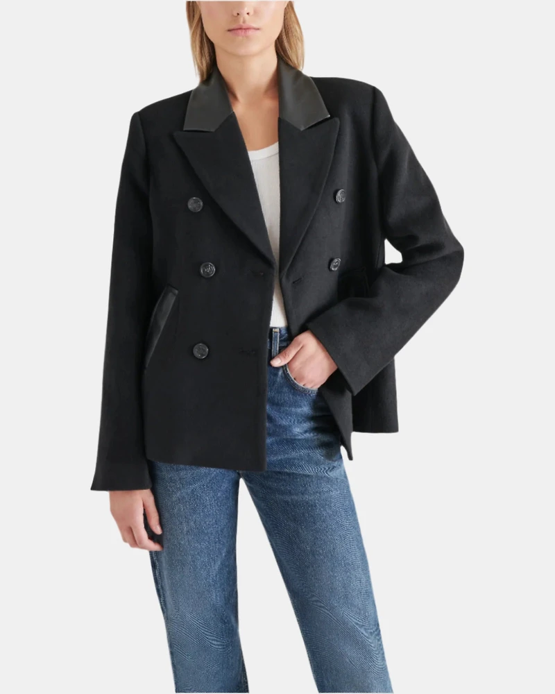 DOUBLE BREASTED PEACOAT BLACK