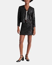 CROPPED SEQUIN JACKET BLACK