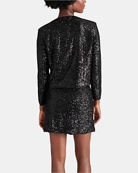 CROPPED SEQUIN JACKET BLACK