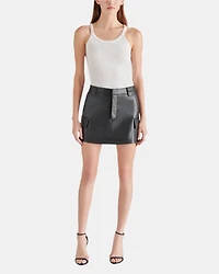 VEGAN LEATHER UTILITY MINI SKIRT BLACK