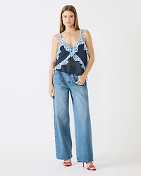 ADALINA POLKA DOT TOP NAVY