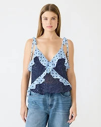 ADALINA POLKA DOT TOP NAVY