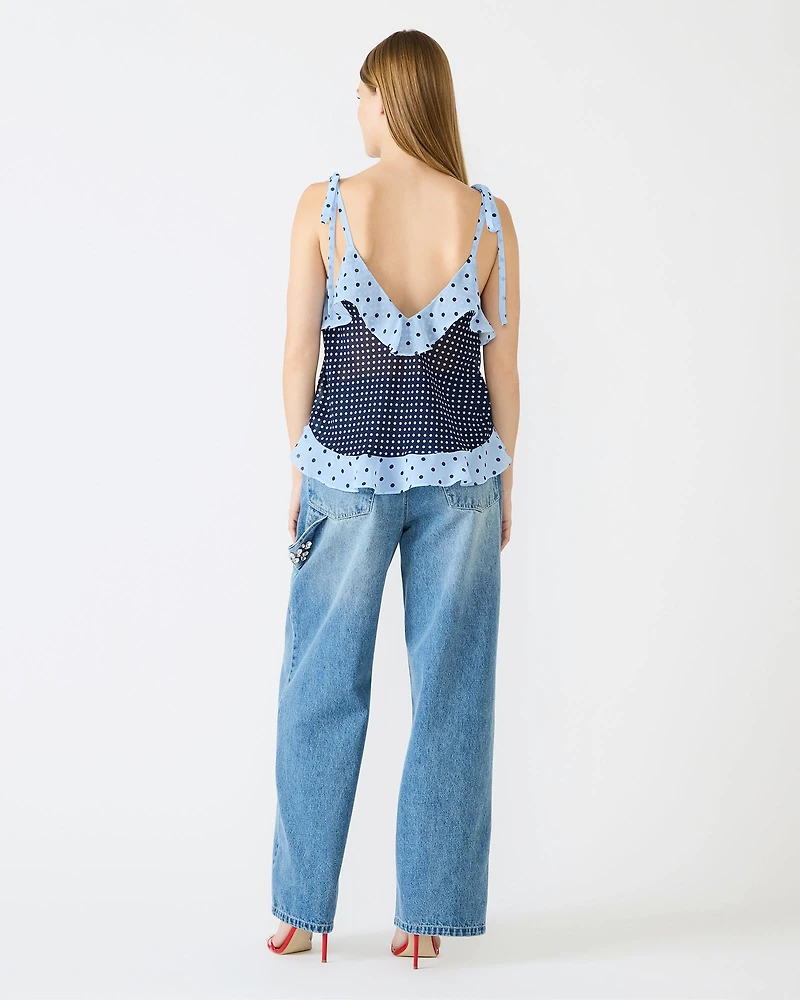 ADALINA POLKA DOT TOP NAVY