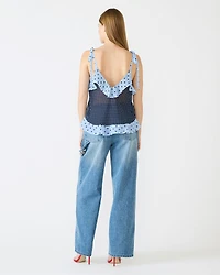 ADALINA POLKA DOT TOP NAVY