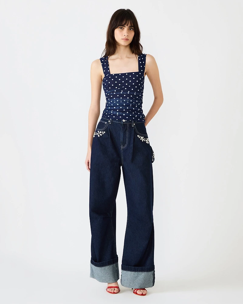 RORRY POLKA DOT KNIT TOP BLUE EXOTIC