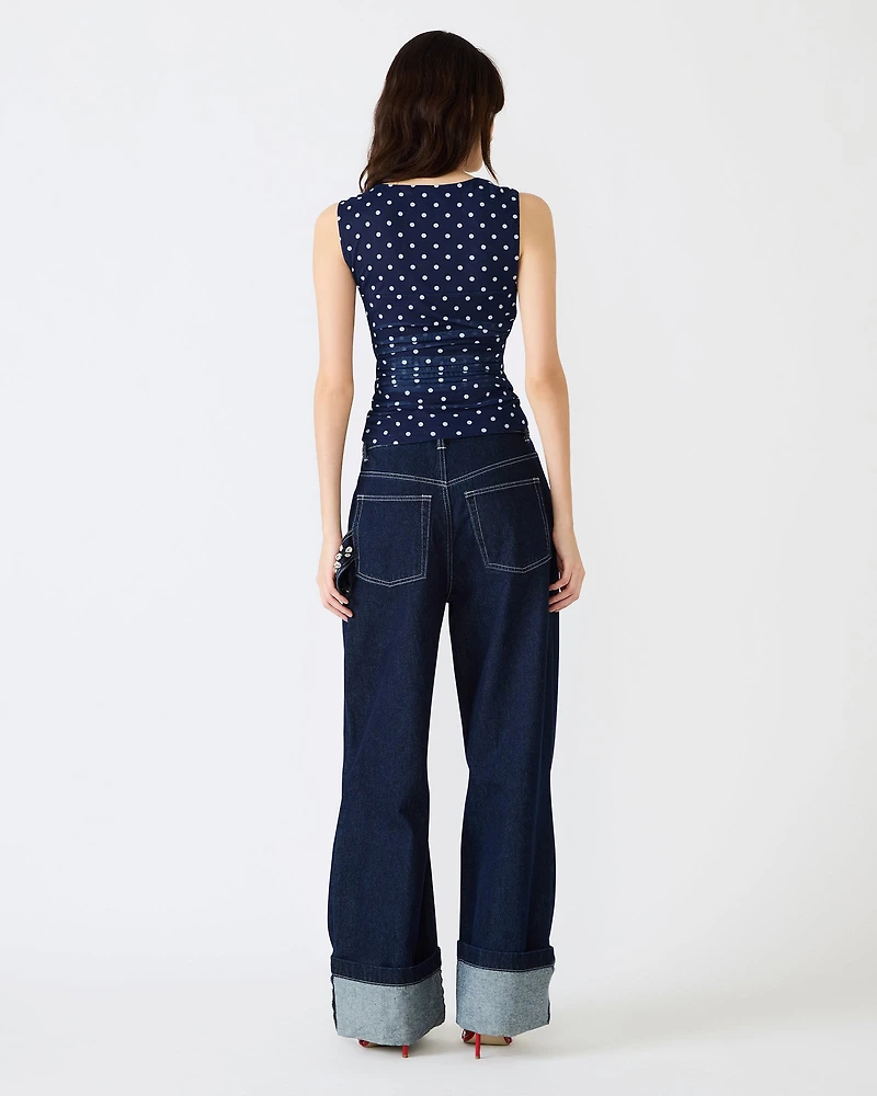 RORRY POLKA DOT KNIT TOP BLUE EXOTIC