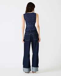 RORRY POLKA DOT KNIT TOP BLUE EXOTIC