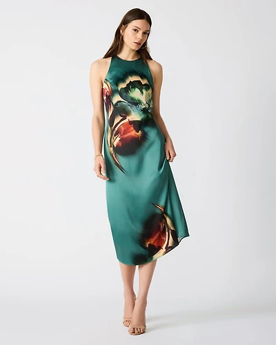 SANDRA MAXI SATIN DRESS TEAL
