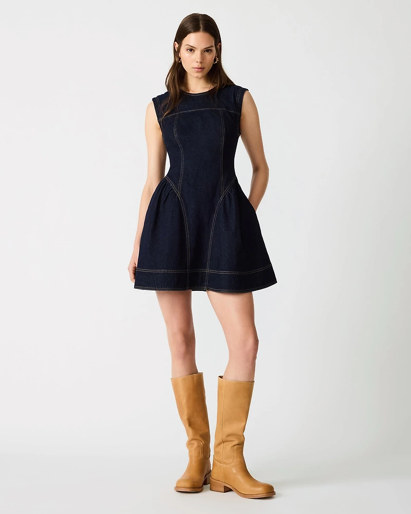MIA PANELED MINI DRESS INDIGO DENIM