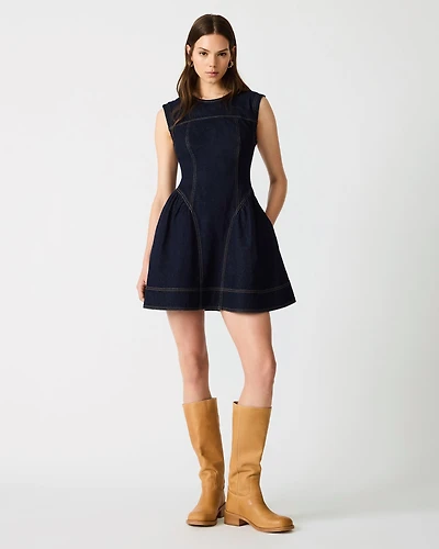MIA PANELED MINI DRESS INDIGO DENIM